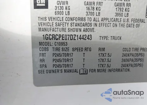 2013 Chevrolet Silverado 1500 Work Truck from USA, damaged, VIN 1GCRCPE07DZ144243